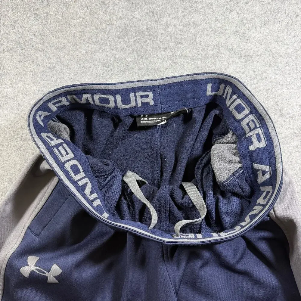 Under Armour ColdGear Sweatpants Mens M Navy Gray Drawstring Loose Fit Lounge